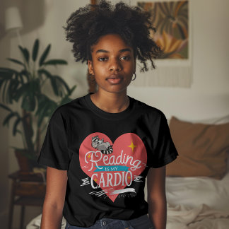Reading is My Cardio Red Heart Raccoon T Shirt