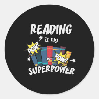 Reading Is My Superpower Book Bookworm Runt Klistermärke