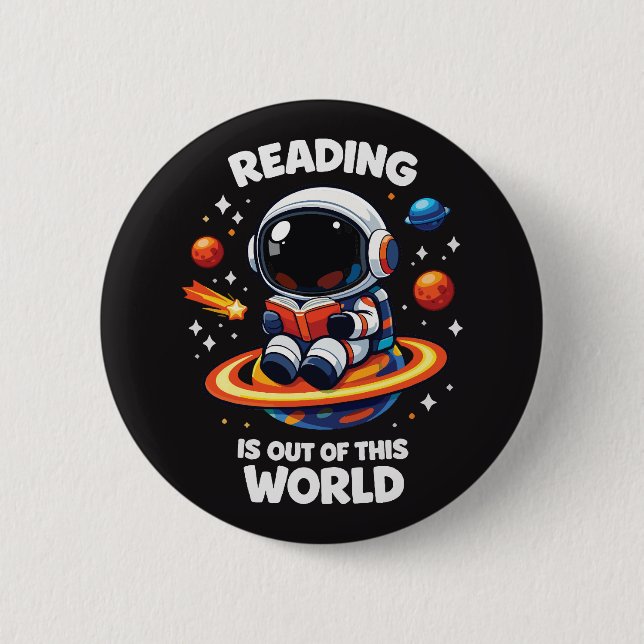 Reading is out of this world knapp (Framsida)