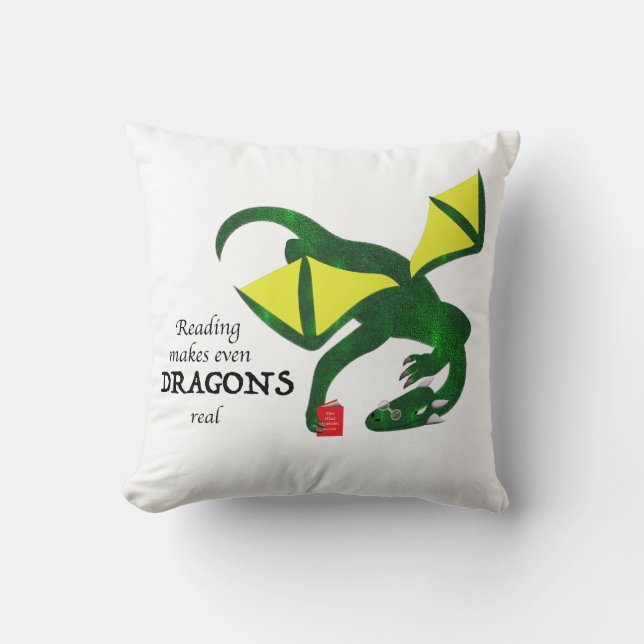 Reading makes Dragons real Kudde (Framsida)