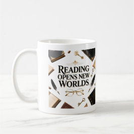 Reading Opens New Worlds Book Lover Graphi Kaffemugg