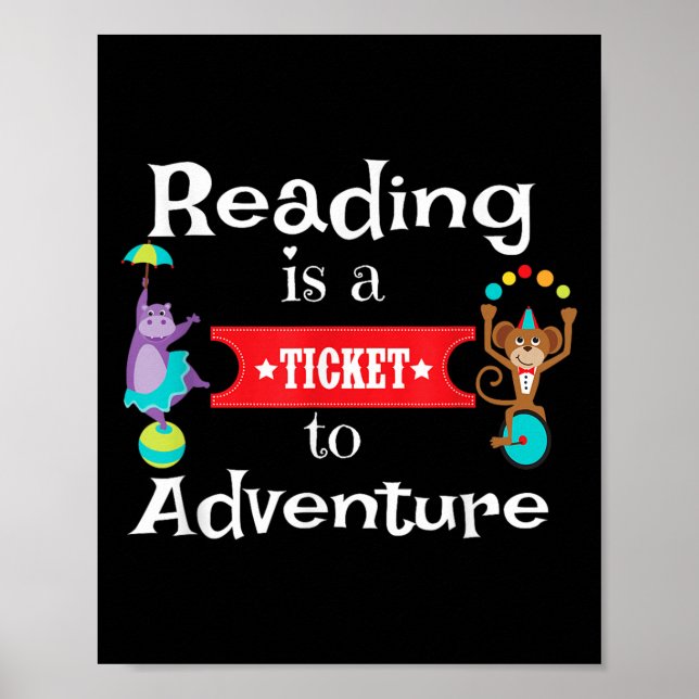 Reading Shirt For Kids And Teachers Circus Animal  Poster (Framsidan)