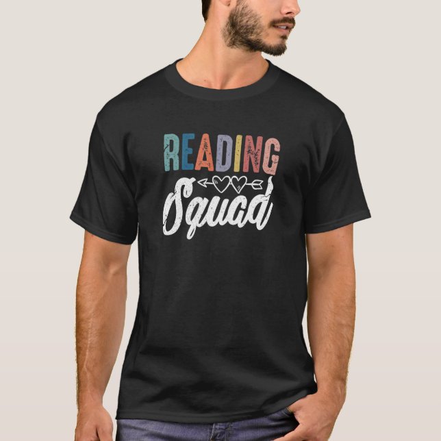 Reading Squad Book Reader Bookworm Librarian Teach T Shirt (Framsida)