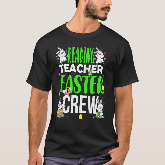 Reading Teacher Easter Crew  Matching Costume T Shirt (Framsida)