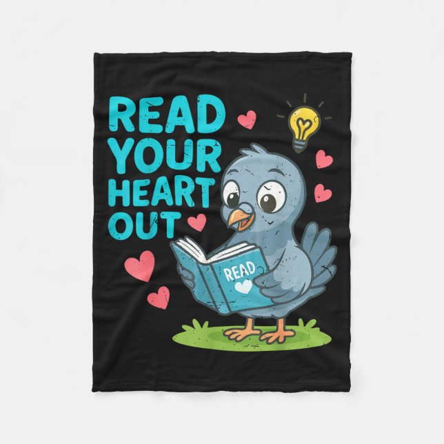 Reading Teacher Valentine Day Read Your Heart Out  Fleecefilt (Framsidan)