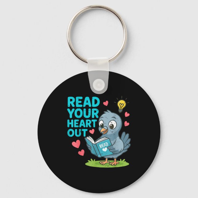 Reading Teacher Valentine Day Read Your Heart Out  Nyckelring (Framsida)