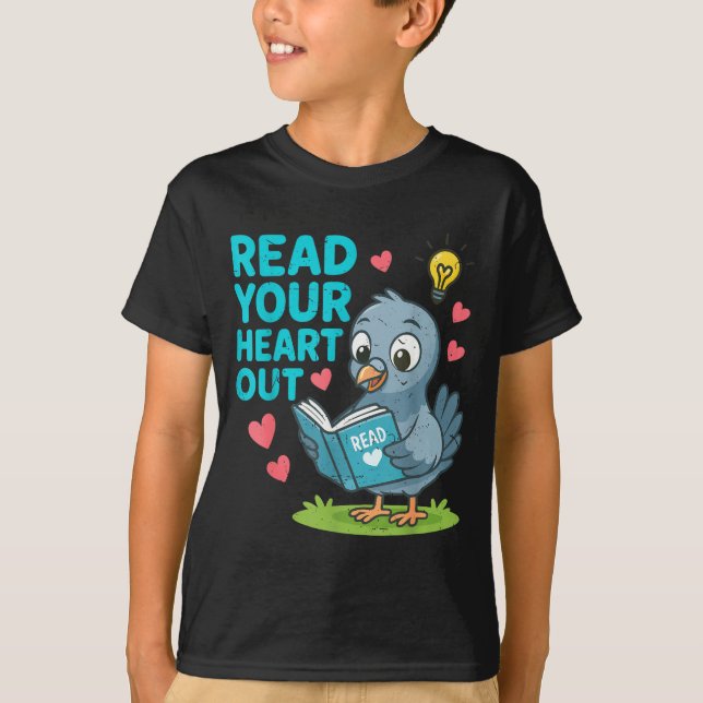 Reading Teacher Valentine Day Read Your Heart Out  T Shirt (Framsida)