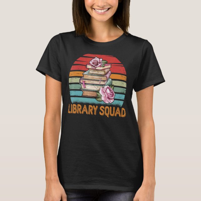 Reading Vint för bibliotek Squad Librarian Bookwor T Shirt (Framsida)