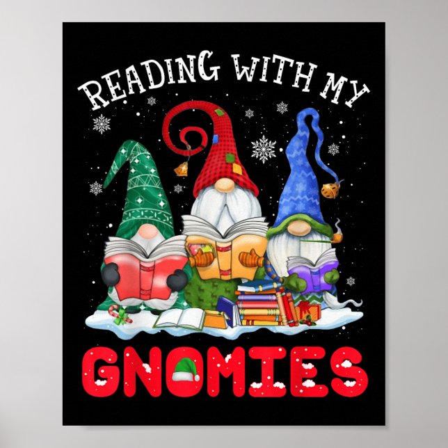 Reading With My Gnomies Christmas Funny Gnomes Rea Poster (Framsidan)