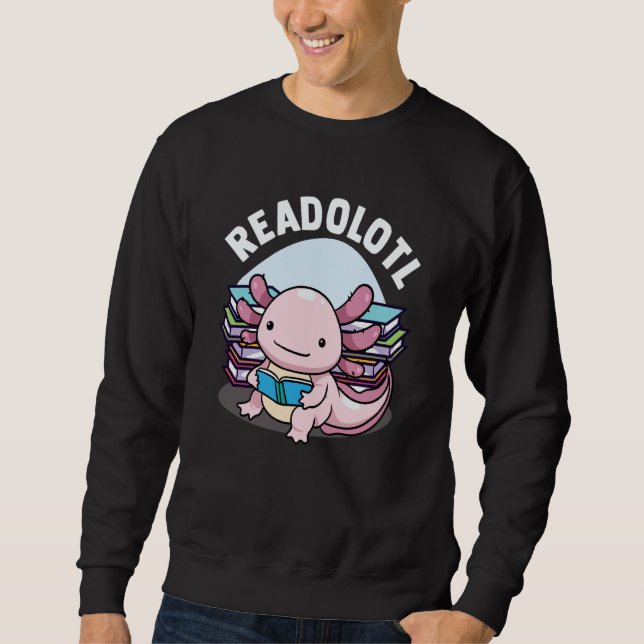 Readolotl Axolotl Reading Books Readers Bookworm B Lång Ärmad Tröja (Framsida)