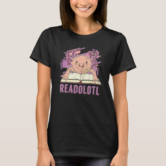 Readolotl Bok Reading Exotic Amphibian Animal Axo T Shirt (Framsida)