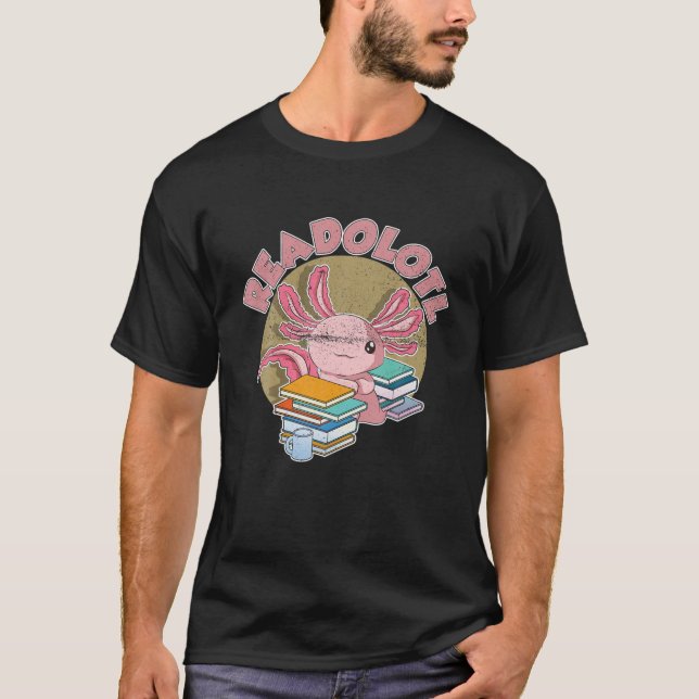 Readolotl Bookworm Reading Bok Nerd Amphibian cut T Shirt (Framsida)