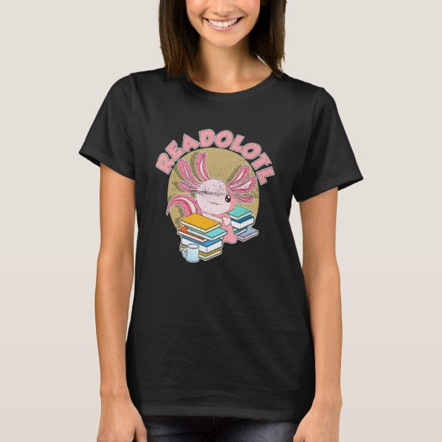 Readolotl Bookworm Reading Bok Nerd Amphibian cut T Shirt (Framsida)