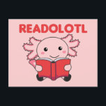 Readolotl En Axolotl Som Läser Många Böcker Postko Vykort<br><div class="desc">Readolotl är den perfekta ordleken för varje bokälskare som älskar Axolotl. Axolotlen läser en bok. Att läsa är en avkopplande hobby. Fördjupa dig i sagor och kärlekshistorier i böcker.</div>