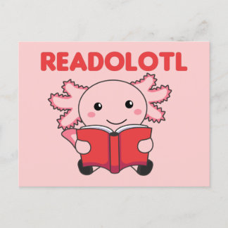 Readolotl En Axolotl Som Läser Många Böcker Postko Vykort