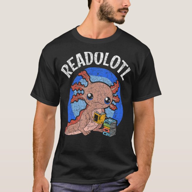 Readolotl Salamander Reading Bokar Bookworm Axolo T Shirt (Framsida)