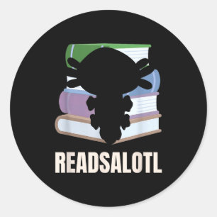 Readsalotl rolig läsande älskare axolotl bokorm runt klistermärke