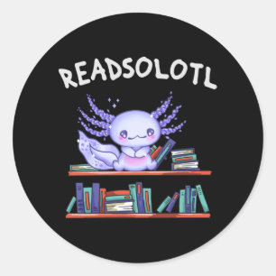 Readsolotl Bok älskare Funny Axolotl Runt Klistermärke