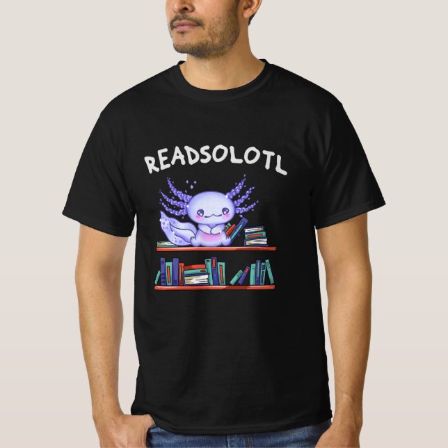 Readsolotl Bok älskare Funny Axolotl T Shirt (Framsida)