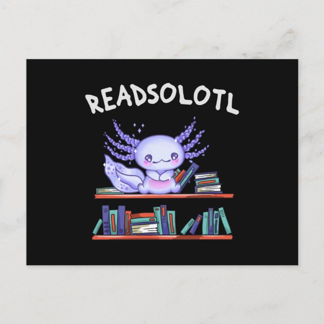 Readsolotl Bok älskare Funny Axolotl Vykort (Framsida)