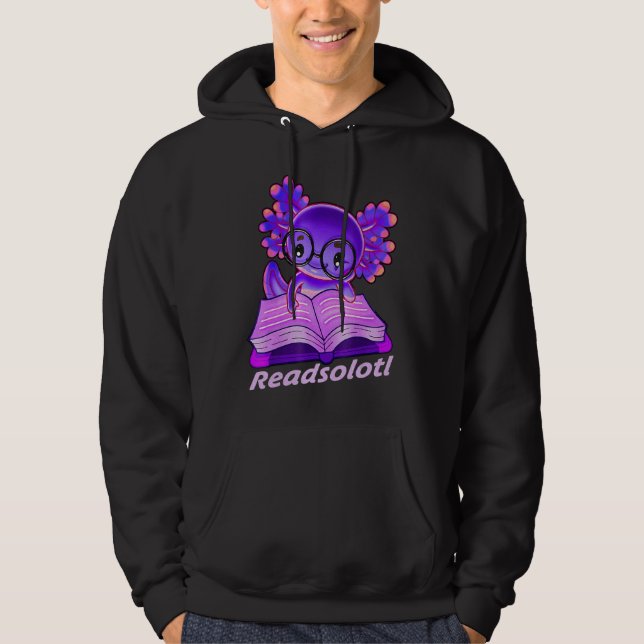 Readsolotl Funny Reading Fish Bokar Lizard Axolotl Hoodie (Framsida)
