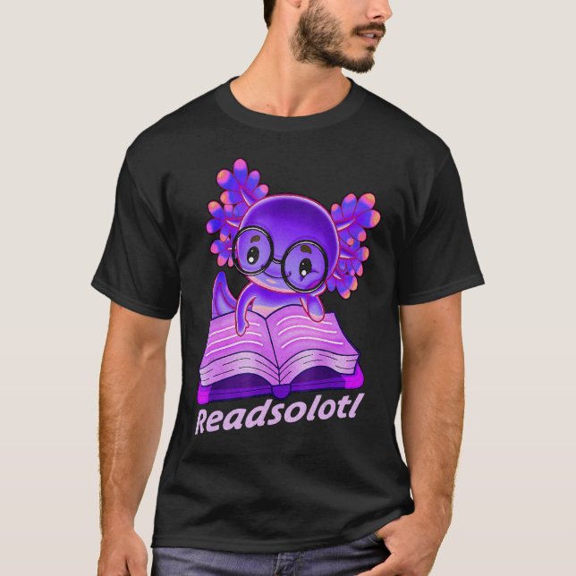 Readsolotl Funny Reading Fish Bokar Lizard Axolotl T Shirt (Framsida)