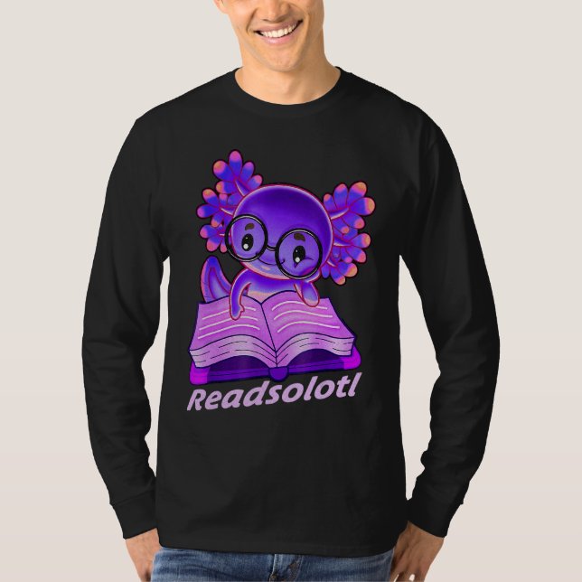 Readsolotl Funny Reading Fish Bokar Lizard Axolotl T Shirt (Framsida)