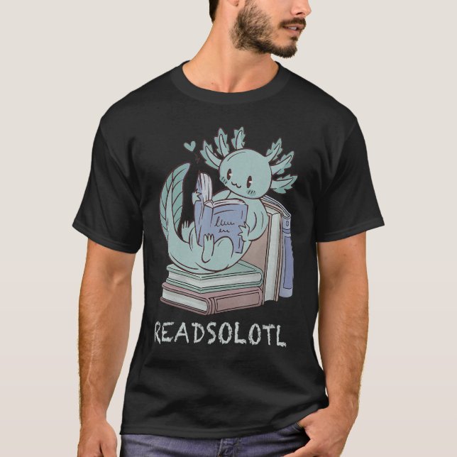 Readsolotl Funny Reading Fish Bokar Lizard Axolotl T Shirt (Framsida)