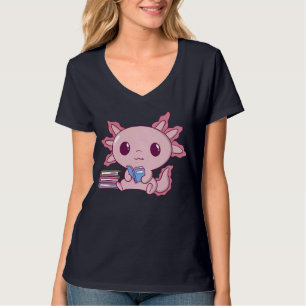 READSOLOTL kawaii axolotl läste bokar älskare gåva T Shirt