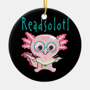 Readsolotl Read Bok Axolotl Bookworms Kids Mamma Julgransprydnad Keramik