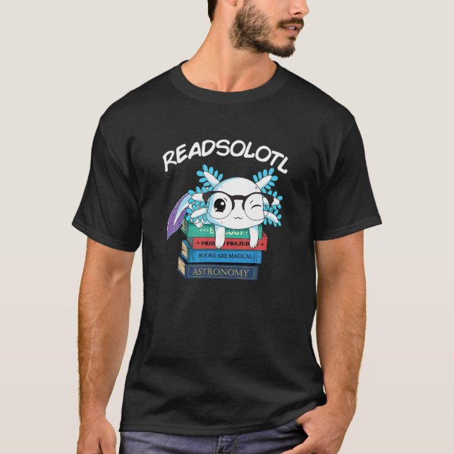 Readsolotl Read Bok Axolotl Lustigt Läser fisk Bo T Shirt (Framsida)