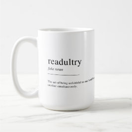 Readultry-definition, bok älskare kaffemugg
