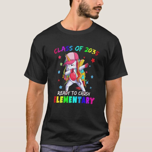 Ready Crush Elementary 2035 Dabbing Unicorn Back T Shirt (Framsida)