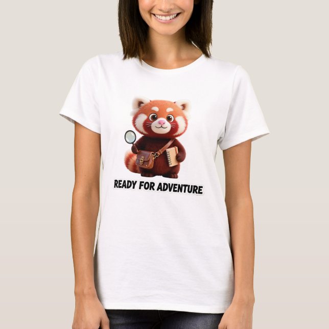 Ready For Adventure Cute Red Panda Explorer T Shirt (Framsida)