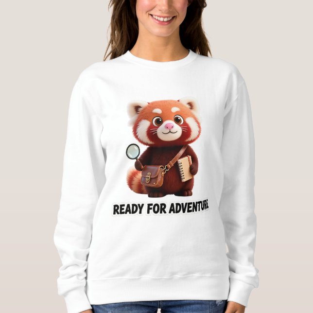 Ready For Adventure Cute Red Panda Explorer T Shirt (Framsida)