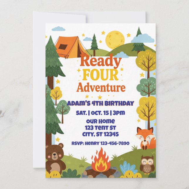 Ready FOUR Adventure, 4th Birthday Inbjudningar (Framsida)