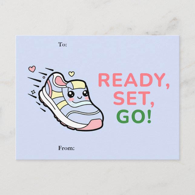 Ready, Set, Go! Cute Classroom Valentine Card Helg Vykort (Framsida)