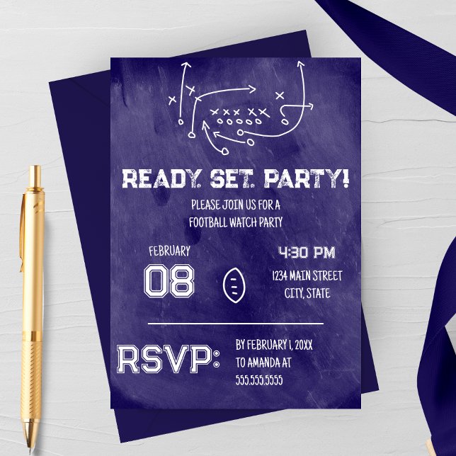 Ready Set Party Football Watch Party Invitation Inbjudningar (Skapare uppladdad)