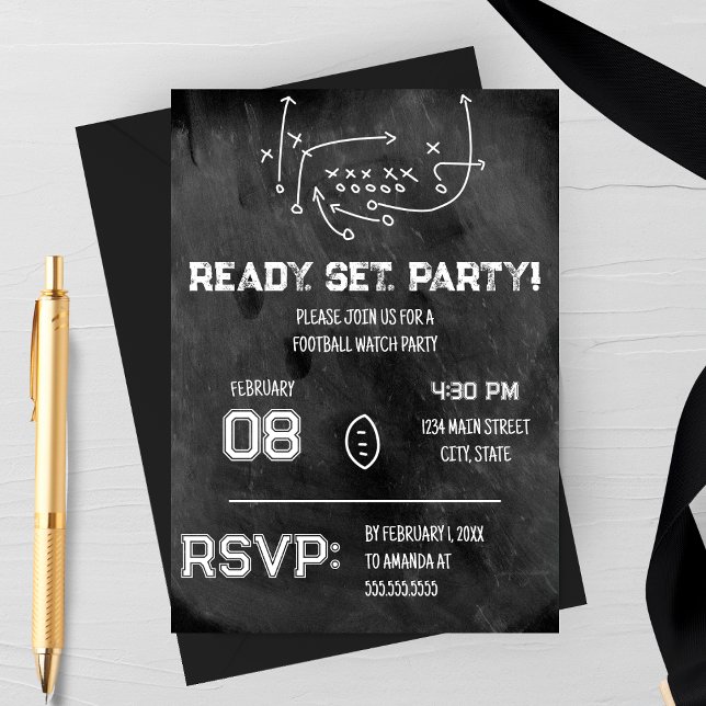 Ready Set Party Football Watch Party Invitation Inbjudningar (Skapare uppladdad)
