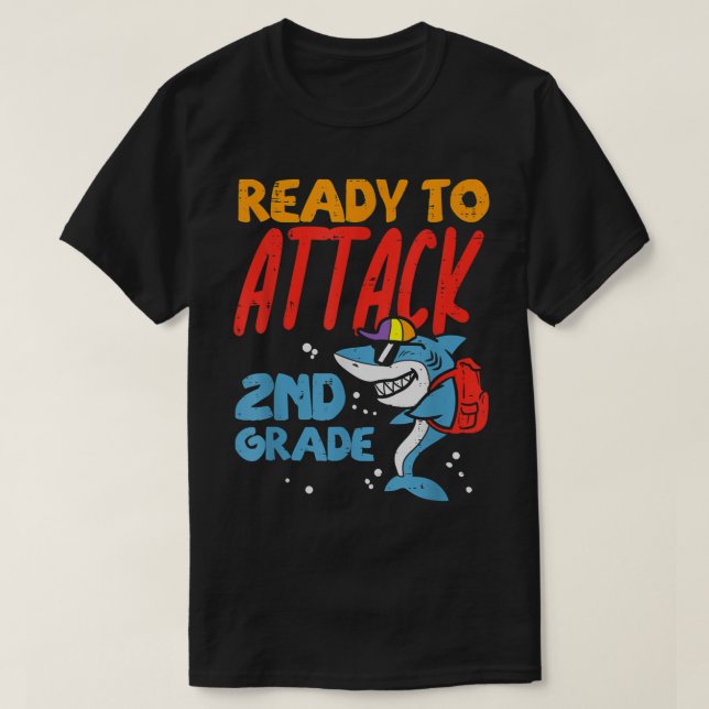 Ready To Attach 2nd Grade Shark First Day Of Schoo T Shirt (Design framsida)