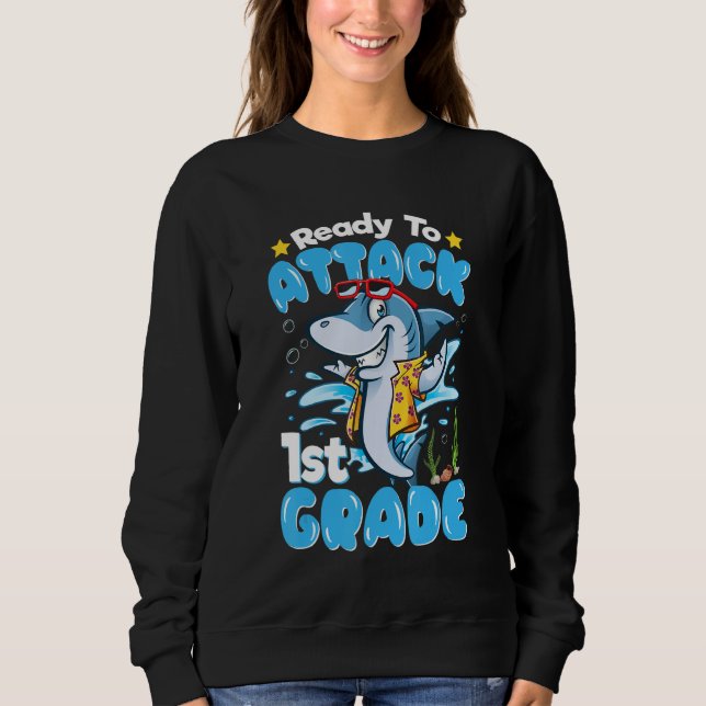 Ready To Attack 1st Grade Back To School T Shirt (Framsida)