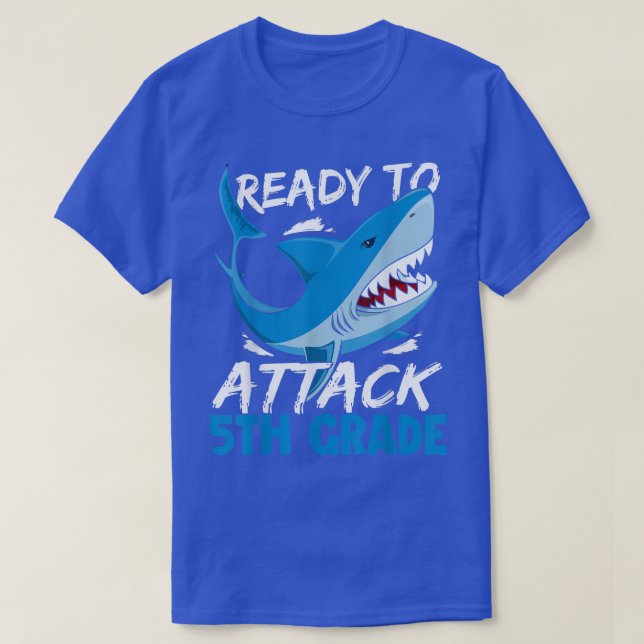 Ready To Attack 5th Grade Funny Shark Lover Back T Shirt (Design framsida)
