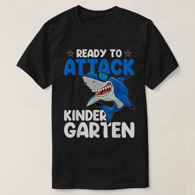 Ready To Attack Kindergarten Shark Kinder Teacher  T Shirt (Design framsida)