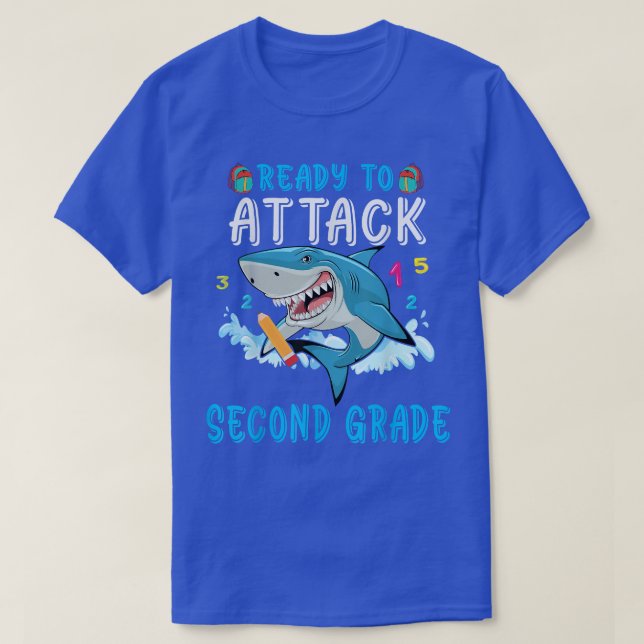 Ready To Attack Second Grade Shark Fist Day Of 2nd T Shirt (Design framsida)