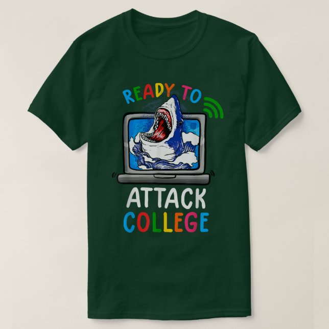 Ready To Attack Virtual College Shark Back To Scho T Shirt (Design framsida)