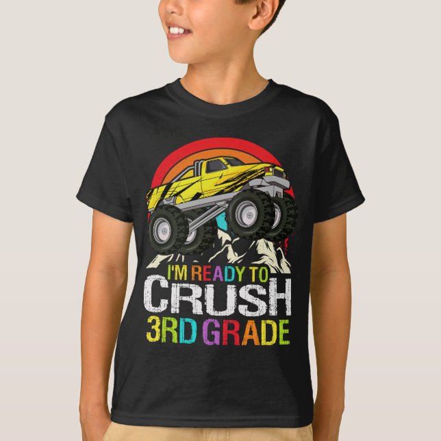 Ready To Crush 3rd Grade School Monster truck T Shirt (Framsida)