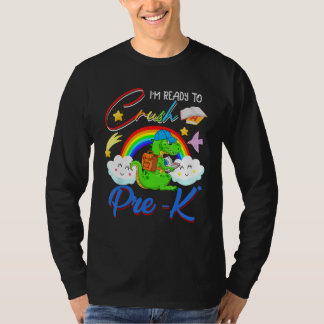 Ready To Crush Pre K Cute rex Reading Book Rainbow T Shirt