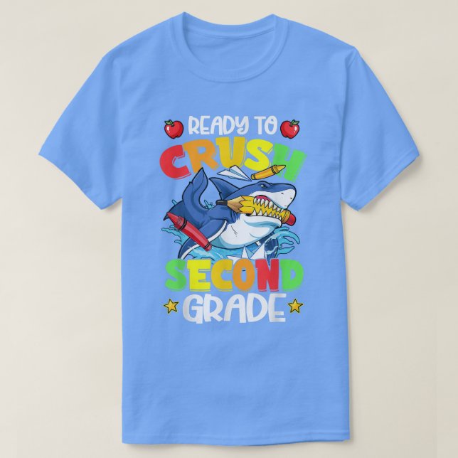 Ready To Crush Second Grade 2nd Grade Shark Back T Shirt (Design framsida)