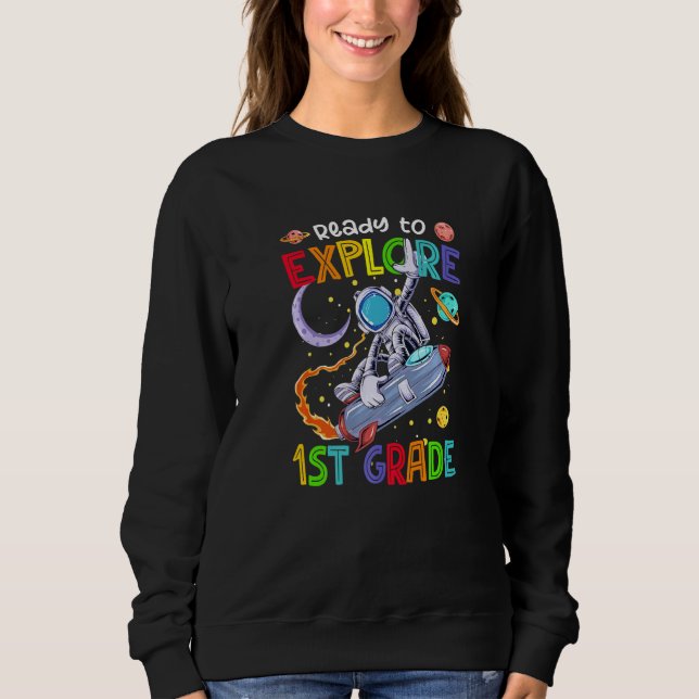 Ready To Explore 1st Grade Dabbing Astronaut Back  T Shirt (Framsida)