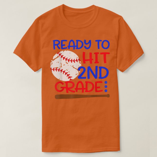 Ready To Hit 2nd grade Baseball Second Grade back  T Shirt (Design framsida)
